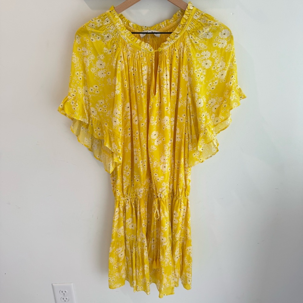 Hale Bob Yellow Floral Marae Mini Dress Medium